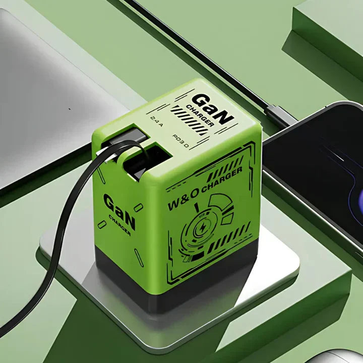 Dual Charger: Fast Charging Double Retractable Cable Travel Charger